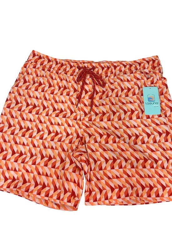 Laguna Swim Mens XL Swim Trunks Lava Falls Red Geometric Quick-Dry UPF 50+ 7" - Picture 1 of 13